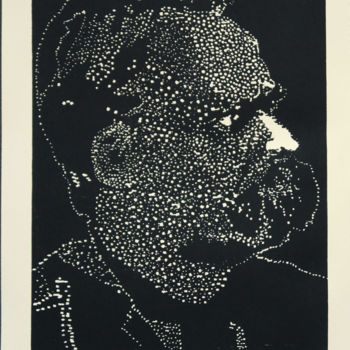 Printmaking titled "Friedrich" by Elke Thiébaut, Original Artwork, Xylography