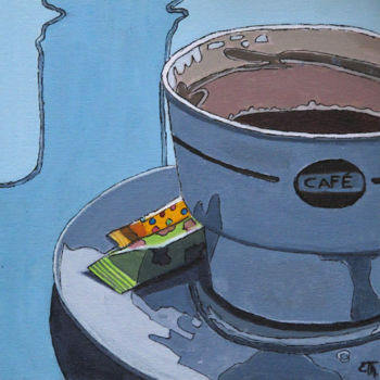 「Café」というタイトルの絵画 Elke Thiébautによって, オリジナルのアートワーク, アクリル