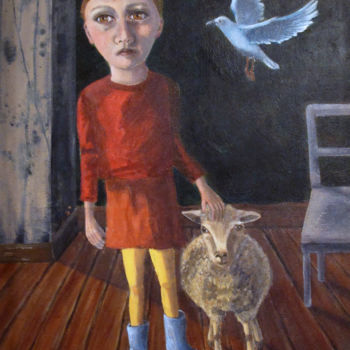 Pintura intitulada "Le Mouton" por Elke Thiébaut, Obras de arte originais, Acrílico