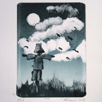 Incisioni, stampe intitolato "N° 3" da Elke Thiébaut, Opera d'arte originale, Monotipo
