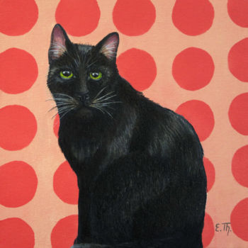 Картина под названием "Le Chat noir/The bl…" - Elke Thiébaut, Подлинное произведение искусства, Акрил