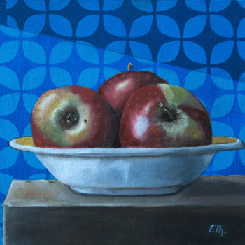 Pintura intitulada "Trois Pommes (Three…" por Elke Thiébaut, Obras de arte originais, Acrílico