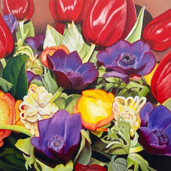 Schilderij getiteld "Flowerbed Two" door Ella Joosten, Origineel Kunstwerk, Acryl