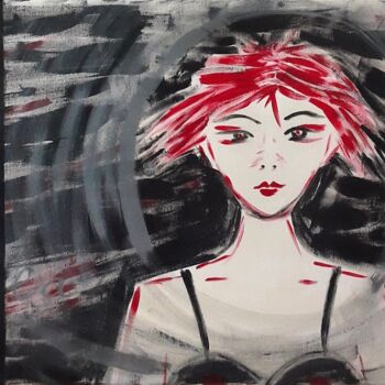 Painting titled "A Girl in the Night…" by Ella Manhattan, Original Artwork, Acrylic