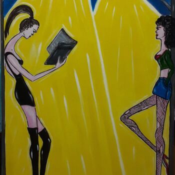 Painting titled "Girls under street…" by Ella Manhattan, Original Artwork, Acrylic