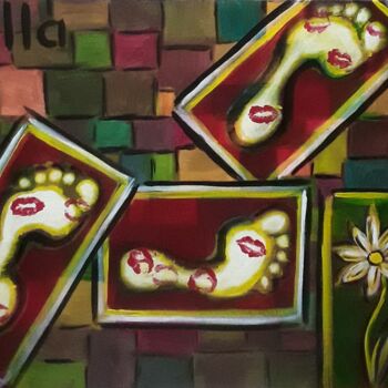 Peinture intitulée "Footprints kisser" par Ella Manhattan, Œuvre d'art originale, Acrylique