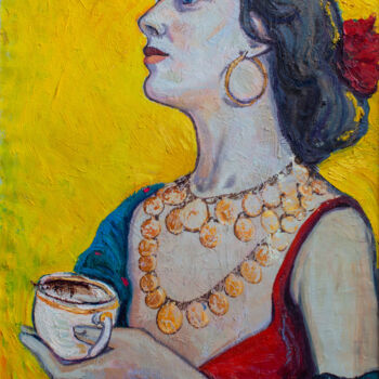 Painting titled "Margo" by Ellada Ismayil, Original Artwork, Oil Mounted on Wood Stretcher frame