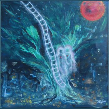 Painting titled "voyage-en-la-matier…" by Ellefenix, Original Artwork, Acrylic