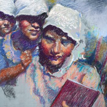 Painting titled "Library Day" by Ellen Dreibelbis, Original Artwork, Pastel