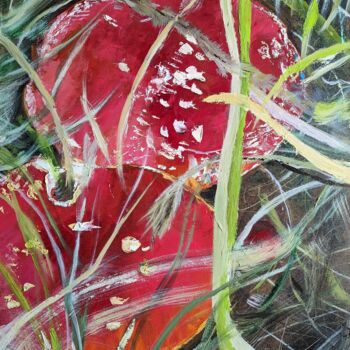 Malerei mit dem Titel "Rote Kappen" von Ellen Frischbutter, Original-Kunstwerk, Öl