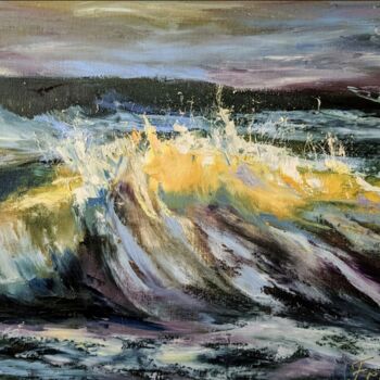 Malerei mit dem Titel "Sonnige Welle" von Ellen Frischbutter, Original-Kunstwerk, Öl