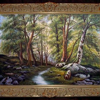 Malerei mit dem Titel "Waldlandschaft" von Ellen Gläsmann, Original-Kunstwerk, Öl