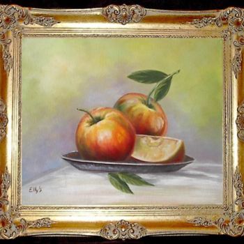 Malerei mit dem Titel "Stilleben mit Äpfel" von Ellen Gläsmann, Original-Kunstwerk, Öl