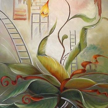 Peinture intitulée "Gelbe Lilie" par Ellen Gläsmann, Œuvre d'art originale, Huile
