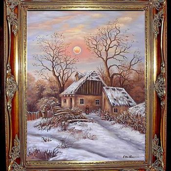 Malerei mit dem Titel "Winterlandschaft" von Ellen Gläsmann, Original-Kunstwerk, Öl
