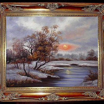 Painting titled "Winterlandschaft" by Ellen Gläsmann, Original Artwork, Oil