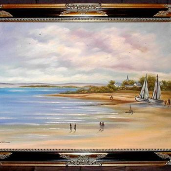 Malerei mit dem Titel "Küstenlandschaft Rü…" von Ellen Gläsmann, Original-Kunstwerk, Öl
