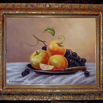 Malerei mit dem Titel "Stilleben mit Äpfel…" von Ellen Gläsmann, Original-Kunstwerk, Öl