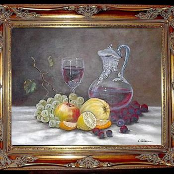 Painting titled "Stilleben mit Weink…" by Ellen Gläsmann, Original Artwork, Oil