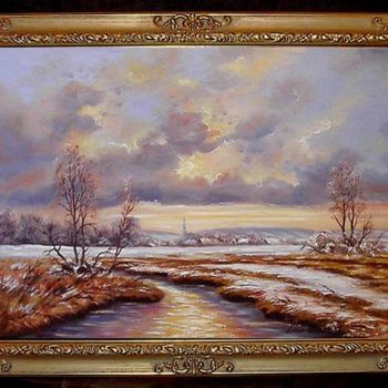 Peinture intitulée "Winterabend" par Ellen Gläsmann, Œuvre d'art originale, Huile