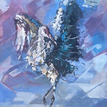 Pintura titulada "Crane colorful colo…" por Ellen Siliakus - Instagram Ellensiliakus, Obra de arte original, Acrílico