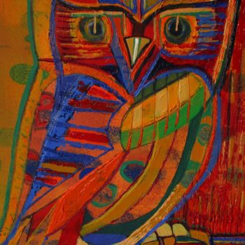 Pittura intitolato "owl" da Ellen Van Randeraat, Opera d'arte originale, Acrilico