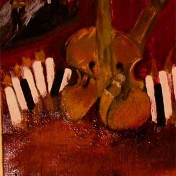 Peinture intitulée "Violon-Déformation" par Eran Ellenberg, Œuvre d'art originale, Huile
