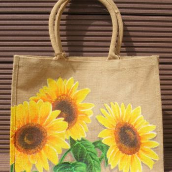 Arte textil titulada "Sunflowers love" por Nora Leynadier, Obra de arte original, Accesorios