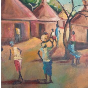 Pittura intitolato "Village" da Ellis Oyekola, Opera d'arte originale, Acrilico
