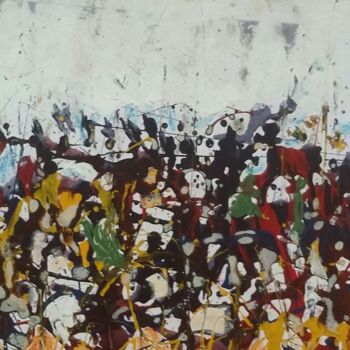 Painting titled "The Clash" by Ellis Oyekola, Original Artwork, Enamel