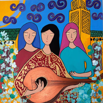 Peinture intitulée "Nuit de hala" par Elma Colors_and_famous, Œuvre d'art originale, Acrylique Monté sur Châssis en bois