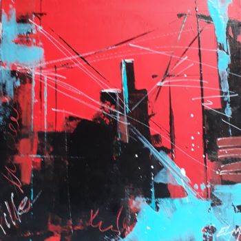 Картина под названием "Monotype en rouge 2" - Elma Sanchez Le Meur, Подлинное произведение искусства, Акрил Установлен на Де…