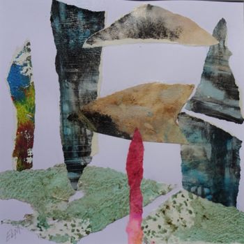 Collages titled "MENHIRS" by Elma Sanchez Le Meur, Original Artwork, Collages Mounted on Cardboard