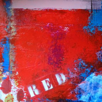 Painting titled "RED" by Elma Sanchez Le Meur, Original Artwork, Acrylic Mounted on Wood Stretcher frame