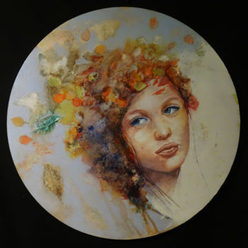 Painting titled "NOSTALGIE 1" by Elma Sanchez Le Meur, Original Artwork, Acrylic Mounted on Wood Stretcher frame