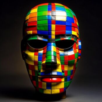 Digitale Kunst mit dem Titel "Mask 1.0" von Elmir Tatar, Original-Kunstwerk, KI-generiertes Bild