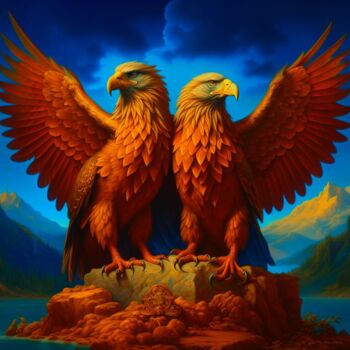 Digital Arts titled "Eagles 1.1" by Elmir Tatar, Original Artwork, AI generated image