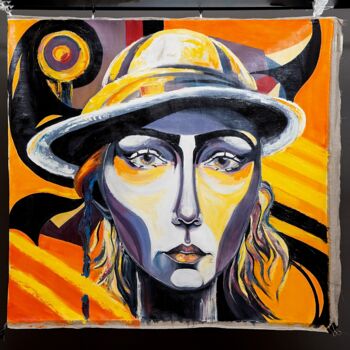 Peinture intitulée "Girl in a Hat" par Elmir Tatar, Œuvre d'art originale, Huile