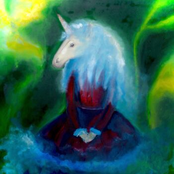 제목이 "Unicorn metamorphos…"인 미술작품 Elmira Sharipova로, 원작, 기름 나무 들것 프레임에 장착됨