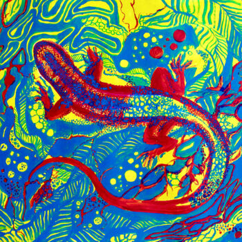 Peinture intitulée "Lizard" par Elmira Sharipova, Œuvre d'art originale, Acrylique