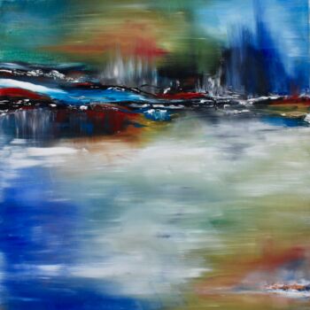 Painting titled "Abstract spring for…" by Elmira Sharipova, Original Artwork, Oil Mounted on Wood Stretcher frame