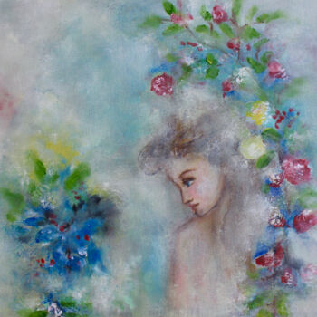 Painting titled "Spring" by Elmira Sharipova, Original Artwork, Oil Mounted on Wood Stretcher frame