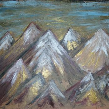 Painting titled "Paysage de Montagnes" by Elodie O'Rourke, Original Artwork, Acrylic