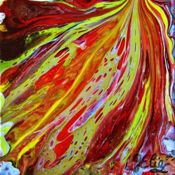 Painting titled "Eruption" by Elodie Gaschy (GElie), Original Artwork, Acrylic Mounted on Wood Stretcher frame