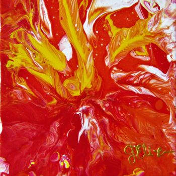 Painting titled "Fire" by Elodie Gaschy (GElie), Original Artwork, Acrylic Mounted on Wood Stretcher frame