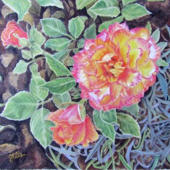 Dessin intitulée "Roses" par Elodie Gaschy (GElie), Œuvre d'art originale, Pastel