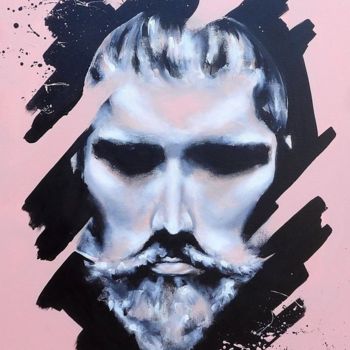 Ζωγραφική με τίτλο "Big Moustache" από Élodie Lodovici, Αυθεντικά έργα τέχνης, Ακρυλικό Τοποθετήθηκε στο Ξύλινο φορείο σκελε…