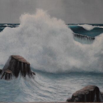 Pittura intitolato "La vague." da Elodie Rabieczynski, Opera d'arte originale, Acrilico