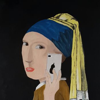 Peinture intitulée "la jeune fille et l…" par Er, Œuvre d'art originale, Acrylique