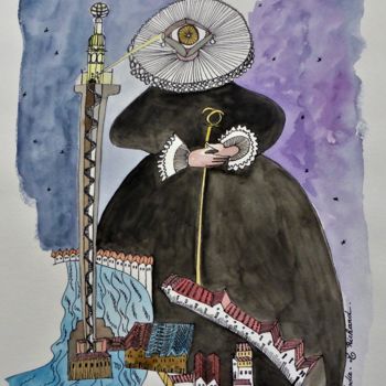 Painting titled "Catherine de Médici…" by Elodie M. Richard, Original Artwork, Watercolor